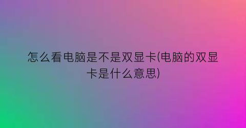 怎么看电脑是不是双显卡(电脑的双显卡是什么意思)