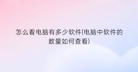 怎么看电脑有多少软件(电脑中软件的数量如何查看)