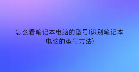 怎么看笔记本电脑的型号(识别笔记本电脑的型号方法)