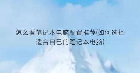 怎么看笔记本电脑配置推荐(如何选择适合自己的笔记本电脑)