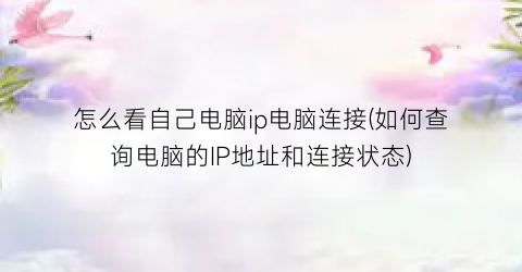 怎么看自己电脑ip电脑连接(如何查询电脑的IP地址和连接状态)