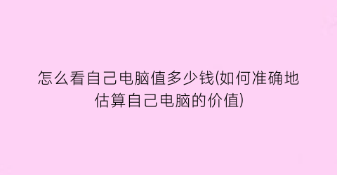 “怎么看自己电脑值多少钱(如何准确地估算自己电脑的价值)