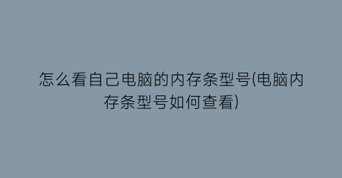 怎么看自己电脑的内存条型号(电脑内存条型号如何查看)