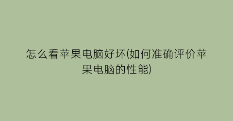 怎么看苹果电脑好坏(如何准确评价苹果电脑的性能)