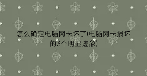 怎么确定电脑网卡坏了(电脑网卡损坏的3个明显迹象)