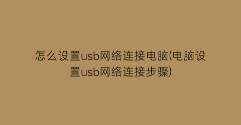 怎么设置usb网络连接电脑(电脑设置usb网络连接步骤)