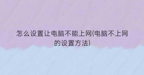 怎么设置让电脑不能上网(电脑不上网的设置方法)