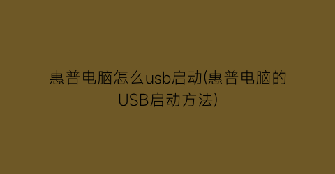 惠普电脑怎么usb启动(惠普电脑的USB启动方法)