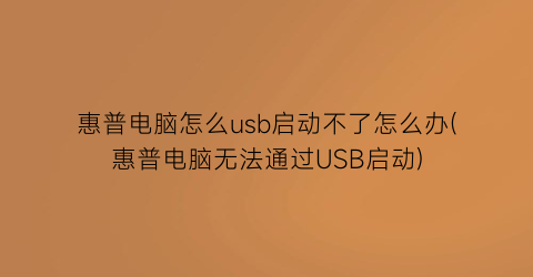 惠普电脑怎么usb启动不了怎么办(惠普电脑无法通过USB启动)