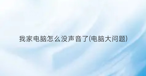 “我家电脑怎么没声音了(电脑大问题)