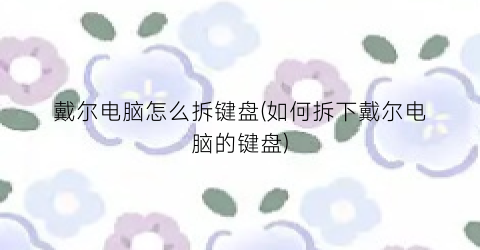 戴尔电脑怎么拆键盘(如何拆下戴尔电脑的键盘)