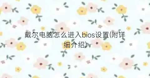 “戴尔电脑怎么进入bios设置(附详细介绍)