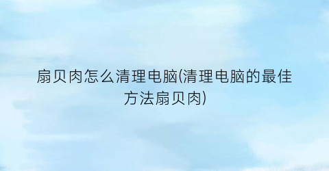 “扇贝肉怎么清理电脑(清理电脑的最佳方法扇贝肉)