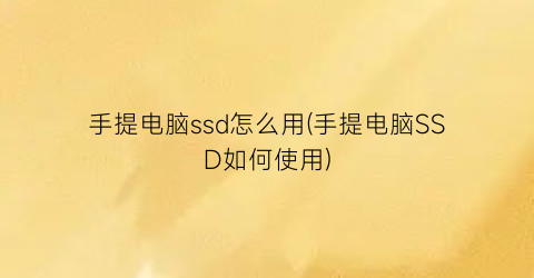 手提电脑ssd怎么用(手提电脑SSD如何使用)