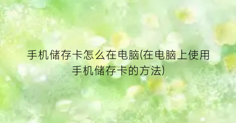 “手机储存卡怎么在电脑(在电脑上使用手机储存卡的方法)