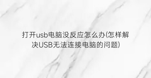 打开usb电脑没反应怎么办(怎样解决USB无法连接电脑的问题)