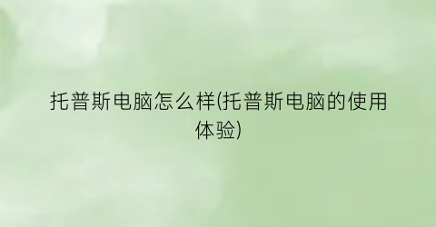 托普斯电脑怎么样(托普斯电脑的使用体验)