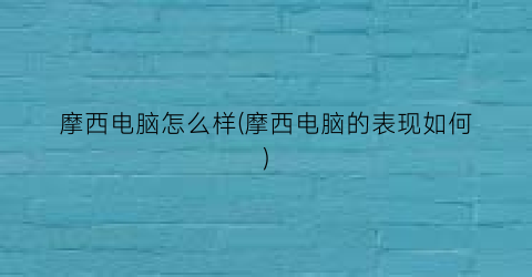 摩西电脑怎么样(摩西电脑的表现如何)