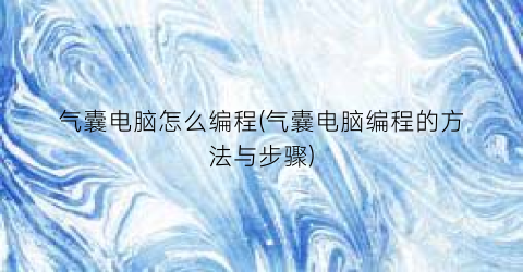 气囊电脑怎么编程(气囊电脑编程的方法与步骤)