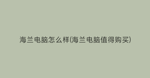 海兰电脑怎么样(海兰电脑值得购买)