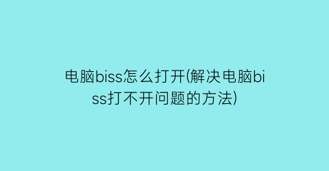 电脑biss怎么打开(解决电脑biss打不开问题的方法)