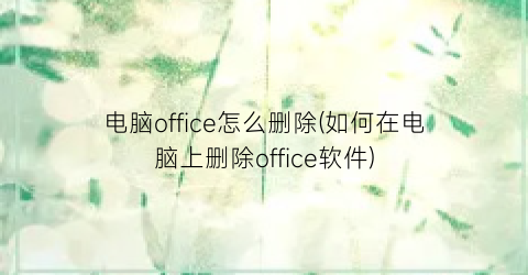 “电脑office怎么删除(如何在电脑上删除office软件)