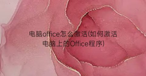 “电脑office怎么激活(如何激活电脑上的Office程序)