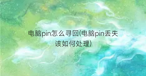 “电脑pin怎么寻回(电脑pin丢失该如何处理)