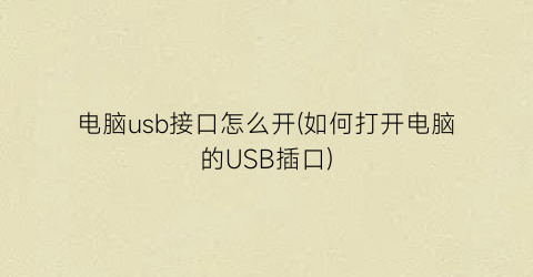 “电脑usb接口怎么开(如何打开电脑的USB插口)