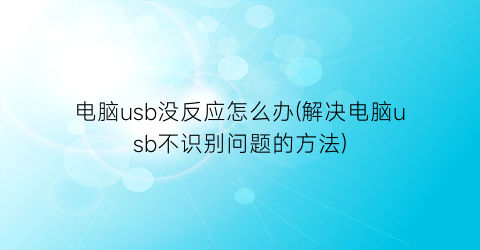 电脑usb没反应怎么办(解决电脑usb不识别问题的方法)