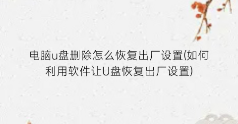 电脑u盘删除怎么恢复出厂设置(如何利用软件让U盘恢复出厂设置)