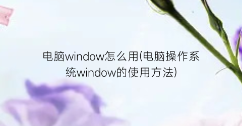 “电脑window怎么用(电脑操作系统window的使用方法)