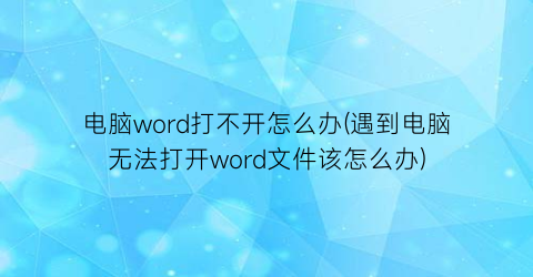 “电脑word打不开怎么办(遇到电脑无法打开word文件该怎么办)