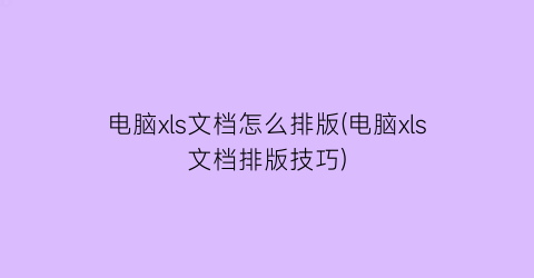 电脑xls文档怎么排版(电脑xls文档排版技巧)