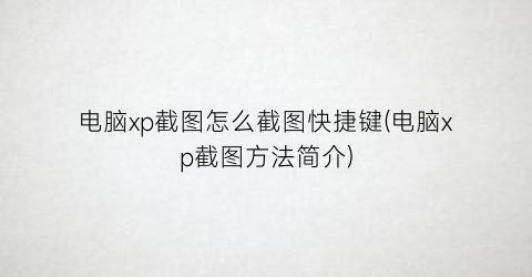 电脑xp截图怎么截图快捷键(电脑xp截图方法简介)