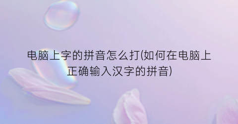 电脑上字的拼音怎么打(如何在电脑上正确输入汉字的拼音)