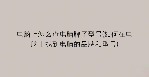 电脑上怎么查电脑牌子型号(如何在电脑上找到电脑的品牌和型号)