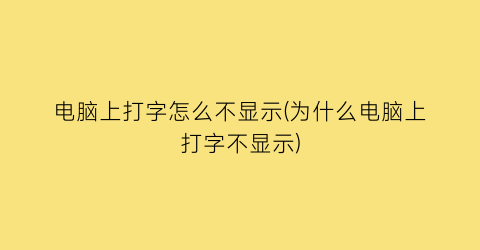 电脑上打字怎么不显示(为什么电脑上打字不显示)