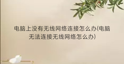 电脑上没有无线网络连接怎么办(电脑无法连接无线网络怎么办)