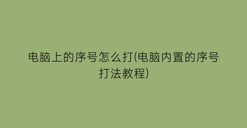 电脑上的序号怎么打(电脑内置的序号打法教程)