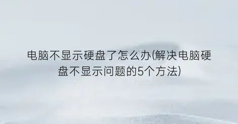 电脑不显示硬盘了怎么办(解决电脑硬盘不显示问题的5个方法)