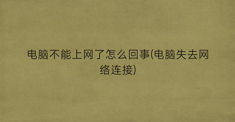 电脑不能上网了怎么回事(电脑失去网络连接)