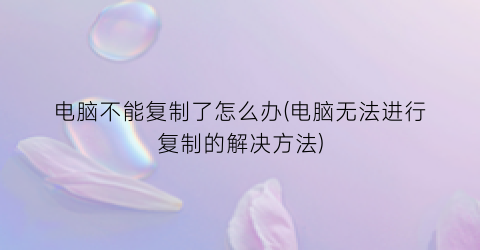 “电脑不能复制了怎么办(电脑无法进行复制的解决方法)