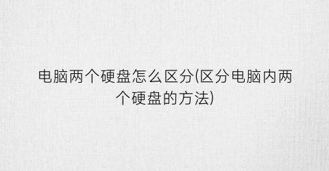 “电脑两个硬盘怎么区分(区分电脑内两个硬盘的方法)