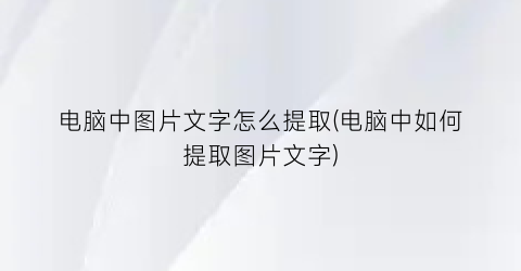 电脑中图片文字怎么提取(电脑中如何提取图片文字)