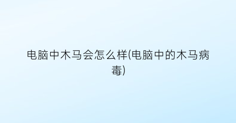 电脑中木马会怎么样(电脑中的木马病毒)