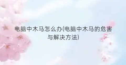 电脑中木马怎么办(电脑中木马的危害与解决方法)