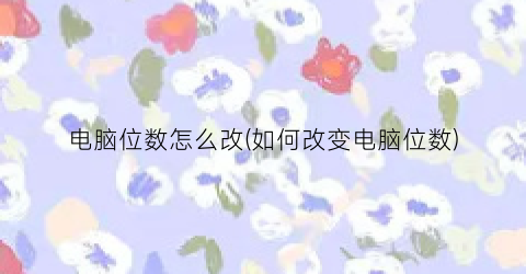 “电脑位数怎么改(如何改变电脑位数)