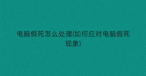 电脑假死怎么处理(如何应对电脑假死现象)