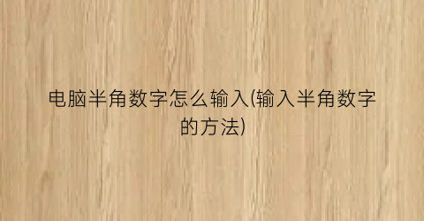 电脑半角数字怎么输入(输入半角数字的方法)